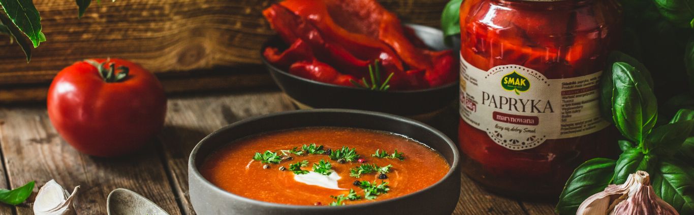 zupa pomidorowo - paprykowa i papryka marynowana SMAK